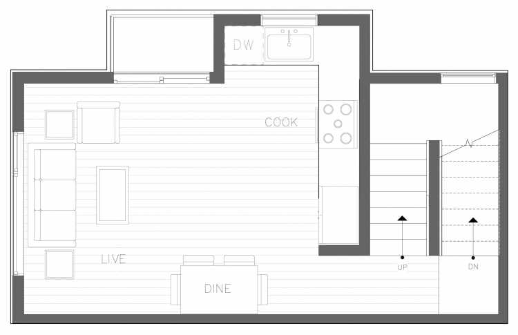 Second Floor Plan of 1728C 11th Ave, One of the Altair Townhomes in Capitol Hill by Isola Homes