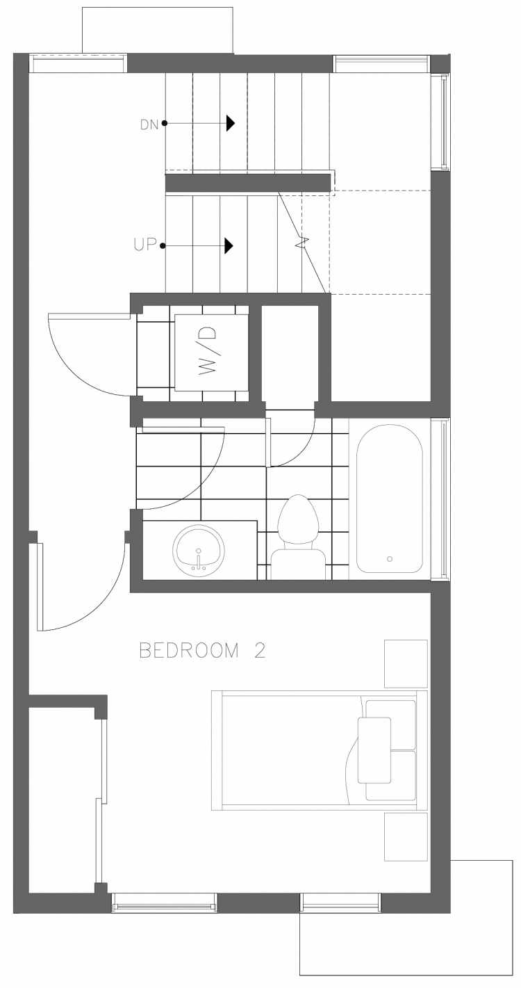 Second Floor Plan of 1730A 11th Ave, One of the Altair Townhomes in Capitol Hill by Isola Homes