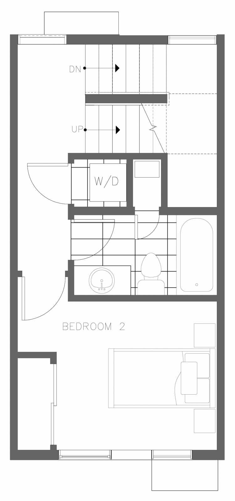 Second Floor Plan of 1730B 11th Ave, One of the Altair Townhomes in Capitol Hill by Isola Homes