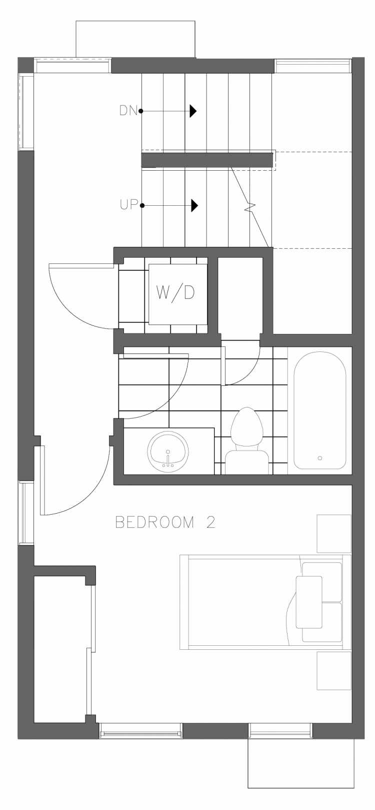 Second Floor Plan of 1730C 11th Ave, One of the Altair Townhomes in Capitol Hill by Isola Homes