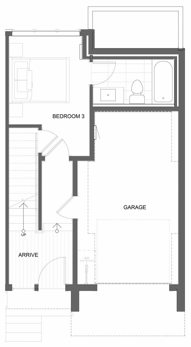 First Floor Plan of 1732A NW 62nd St, One of the Taran Townhomes in Ballard