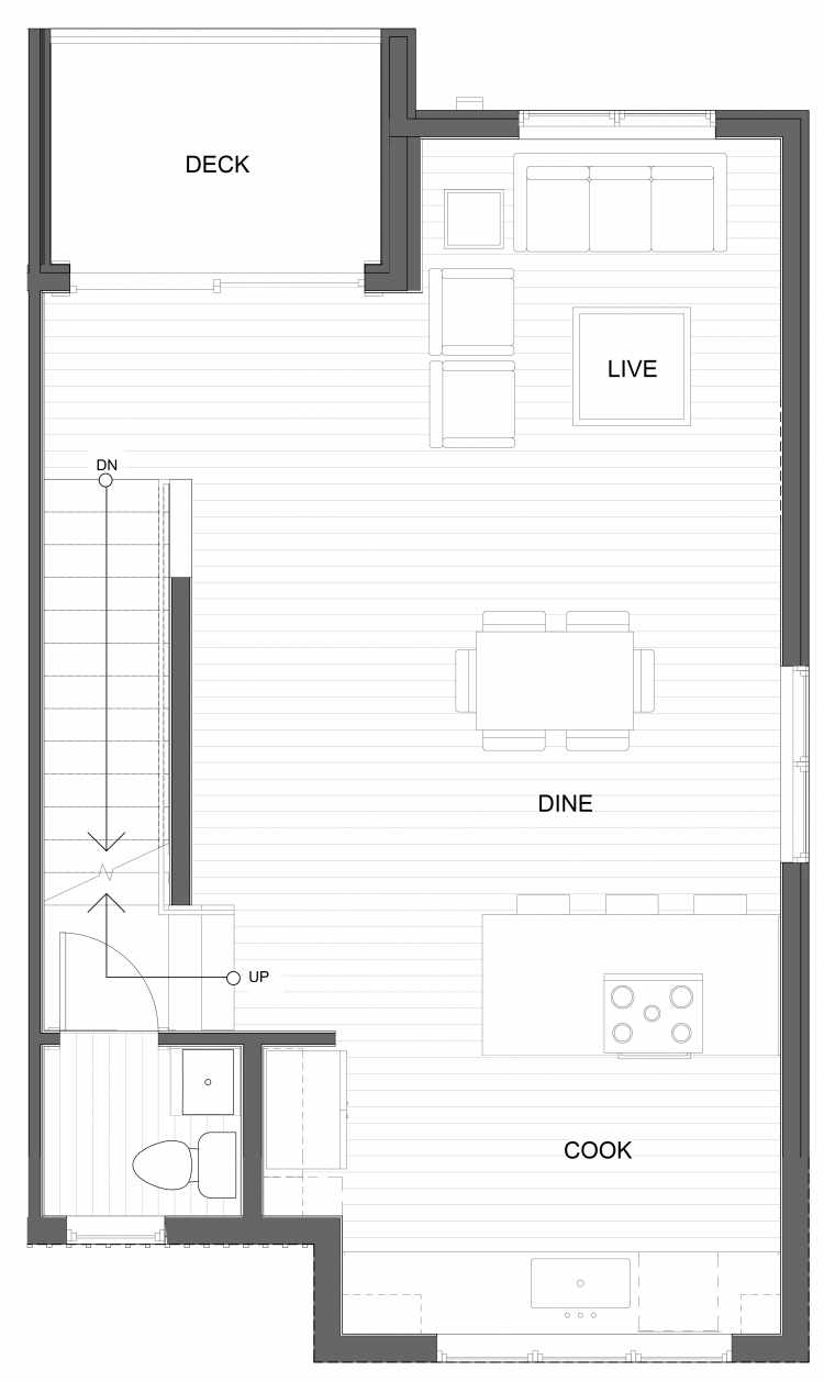 Second Floor Plan of 1732A NW 62nd St, One of the Taran Townhomes in Ballard