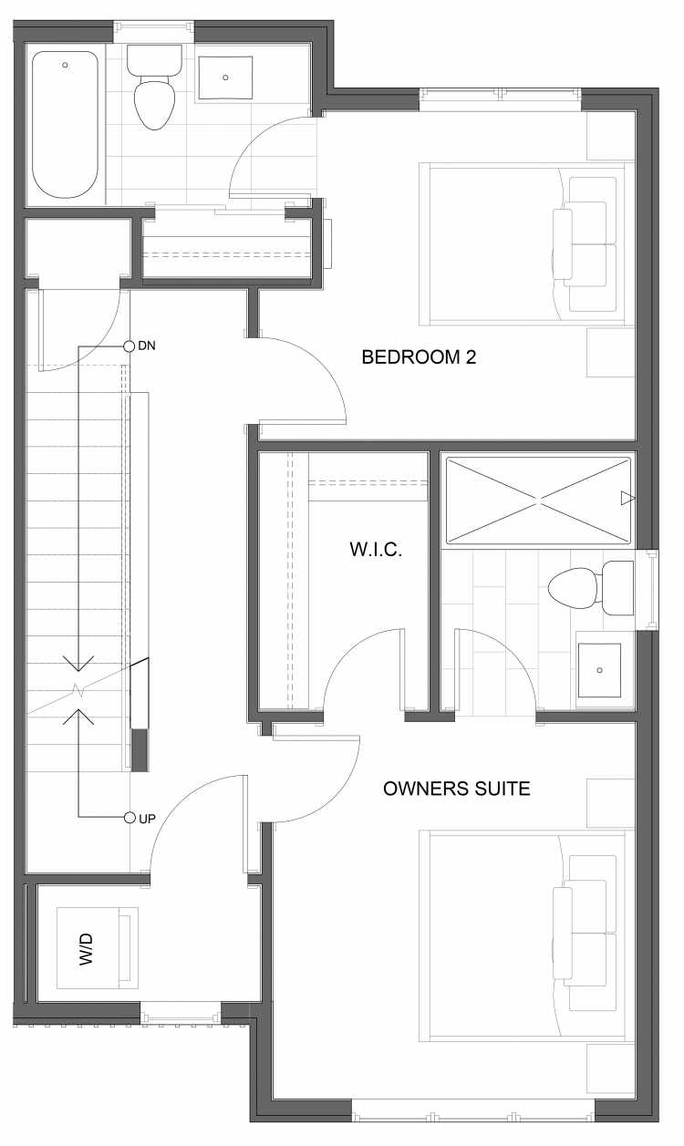 Third Floor Plan of 1732A NW 62nd St, One of the Taran Townhomes in Ballard