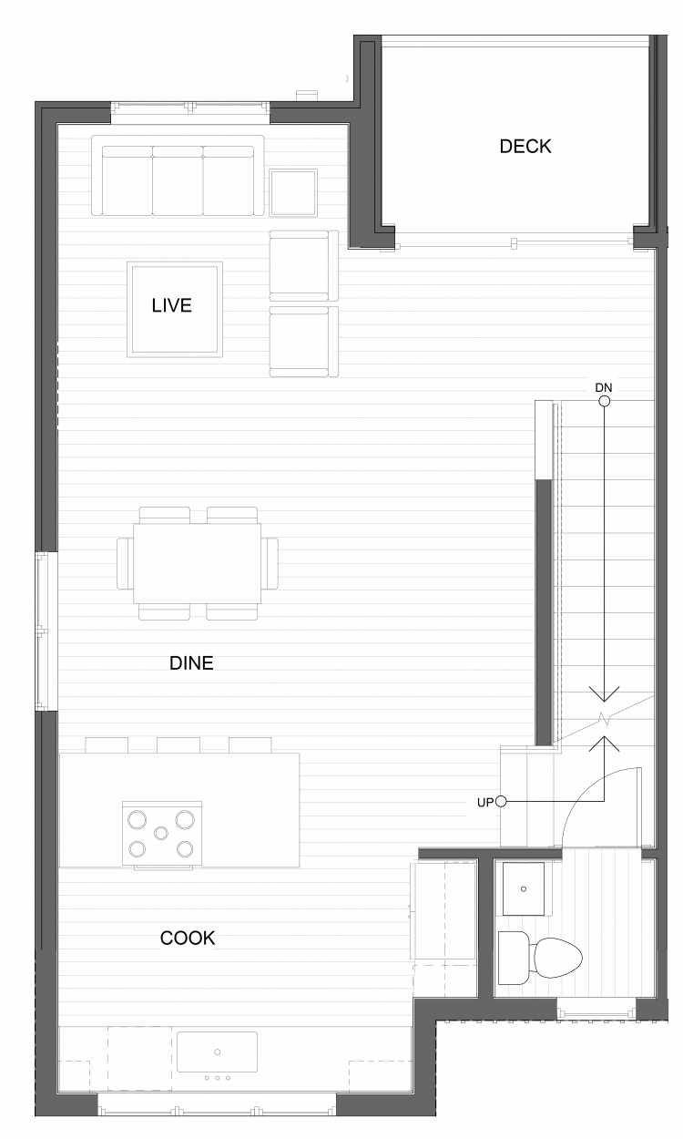 Second Floor Plan of 1732B NW 62nd St, One of the Taran Townhomes in Ballard