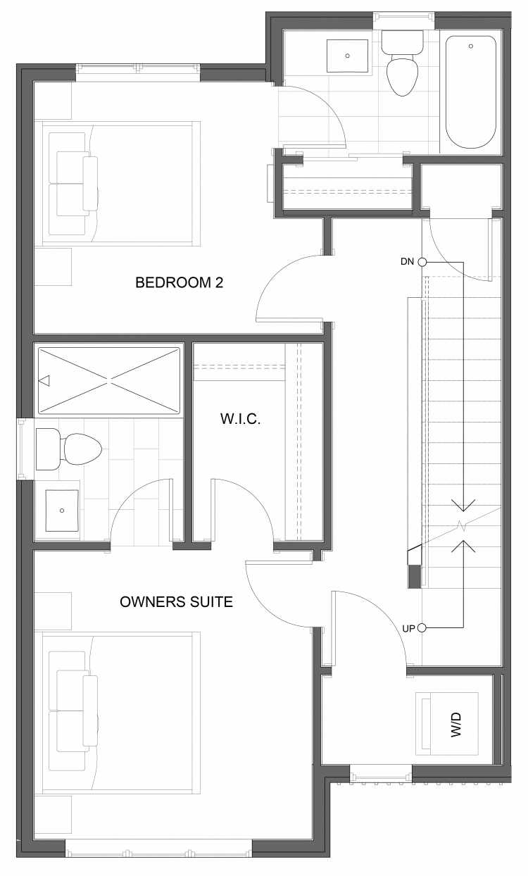 Third Floor Plan of 1732B NW 62nd St, One of the Taran Townhomes in Ballard