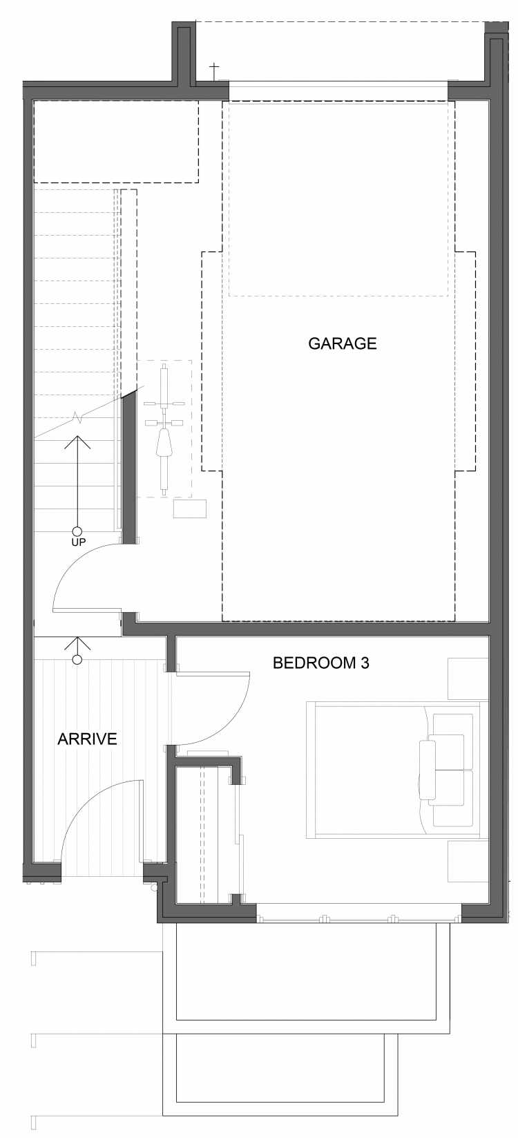 First Floor Plan of 1734A NW 62nd St, One of the Taran Townhomes in Ballard