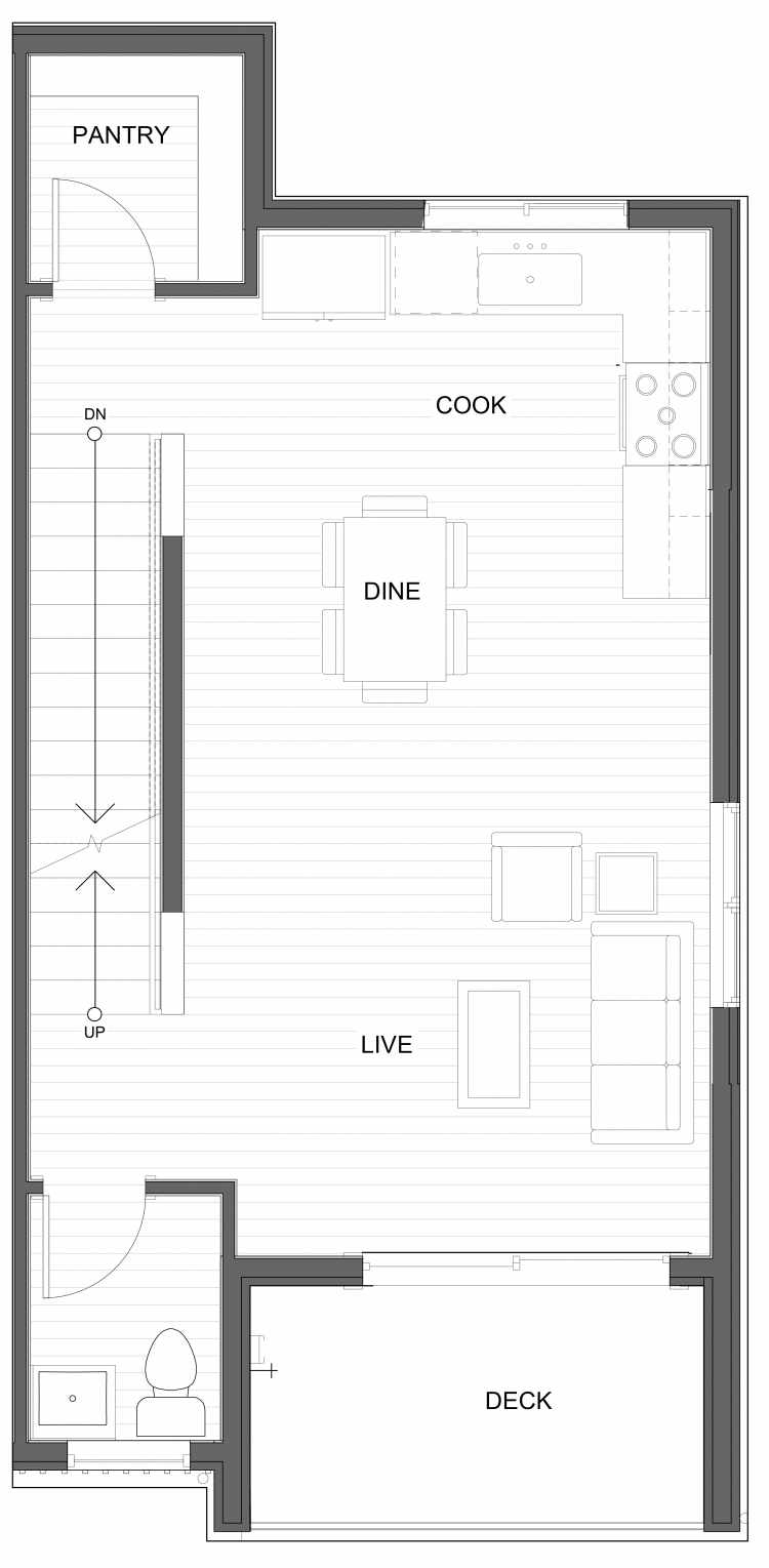 Second Floor Plan of 1734A NW 62nd St, One of the Taran Townhomes in Ballard