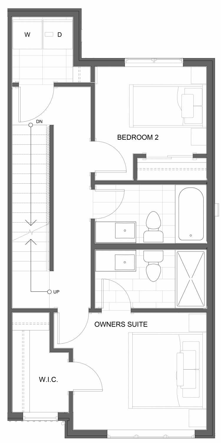 Third Floor Plan of 1734A NW 62nd St, One of the Taran Townhomes in Ballard
