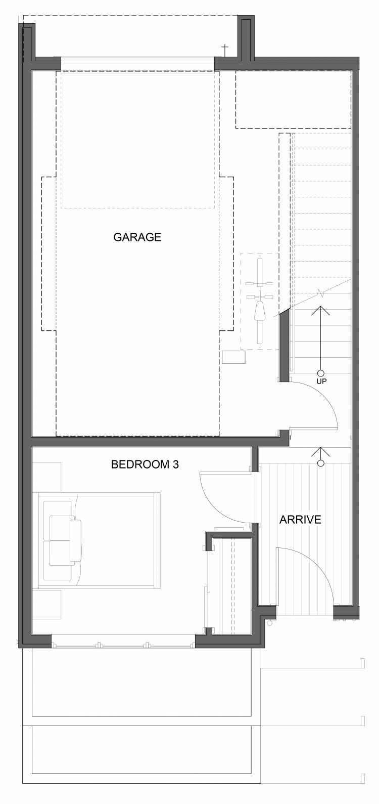 First Floor Plan of 1734B NW 62nd St, One of the Taran Townhomes in Ballard
