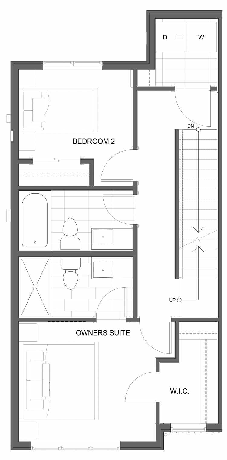 Third Floor Plan of 1734B NW 62nd St, One of the Taran Townhomes in Ballard