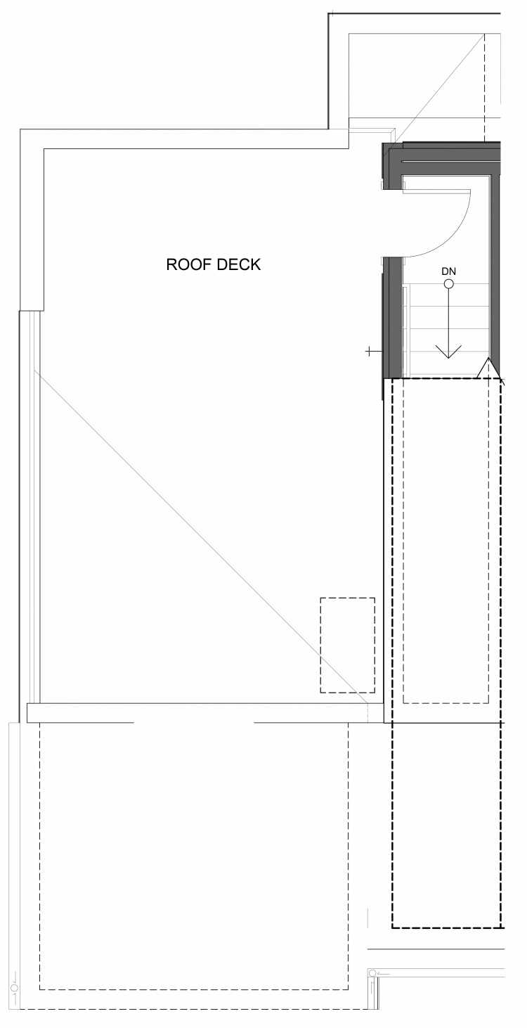 Roof Deck Floor Plan of 1734B NW 62nd St, One of the Taran Townhomes in Ballard