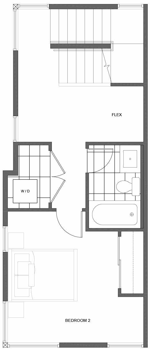 Second Floor Plan of 1802 E Spruce St, in the Opal Rowhomes of the Cabochon Collection