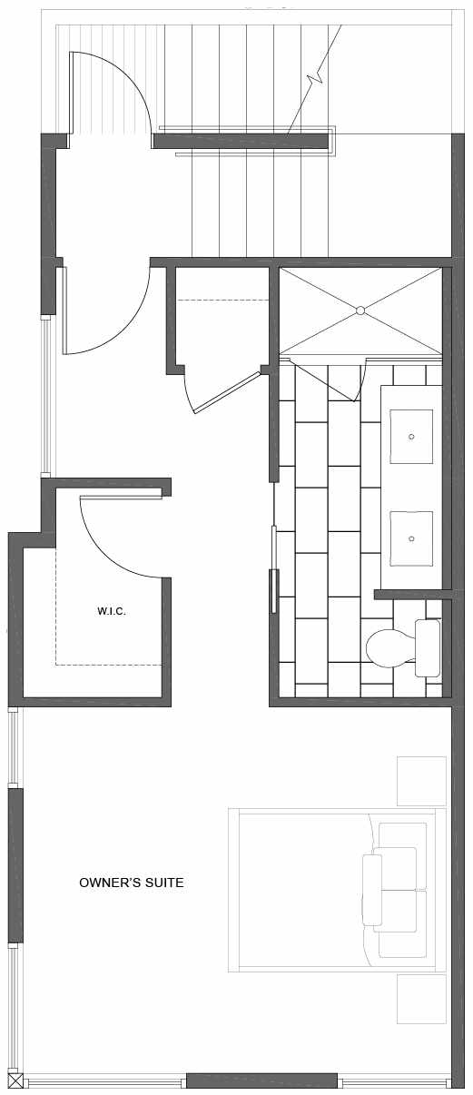 Third Floor Plan of 1802 E Spruce St, in the Opal Rowhomes of the Cabochon Collection