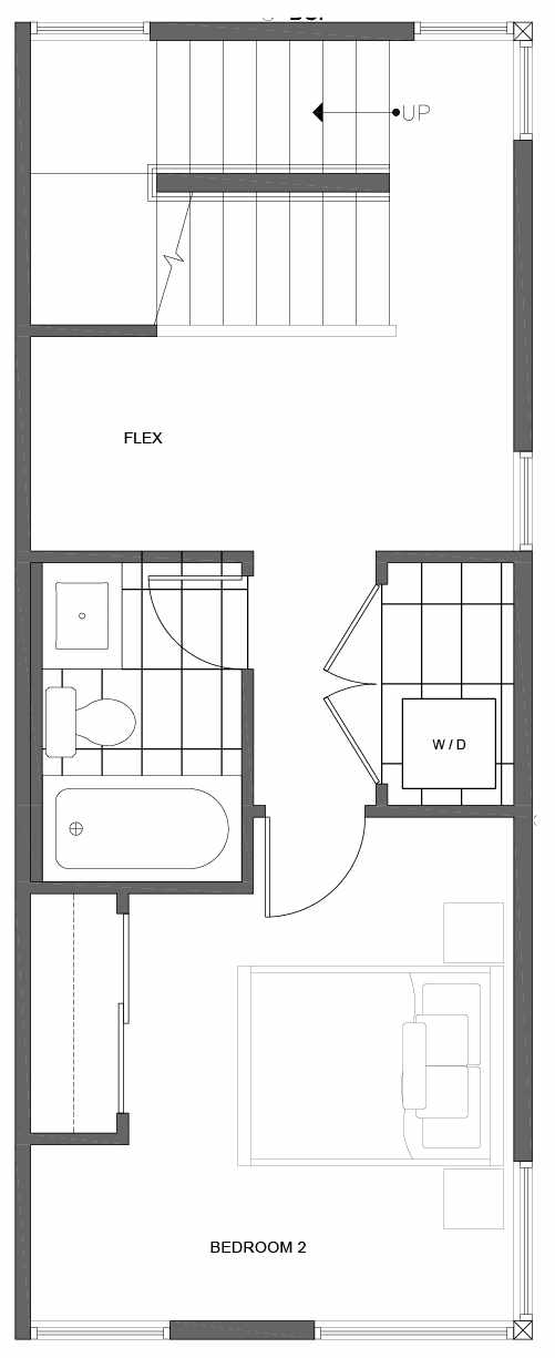 Second Floor Plan of 1806 E Spruce St, in the Opal Rowhomes of the Cabochon Collection