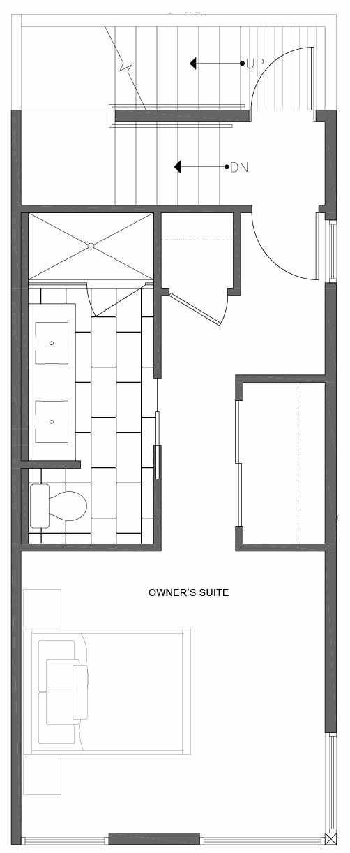 Third Floor Plan of 1806 E Spruce St, in the Opal Rowhomes of the Cabochon Collection