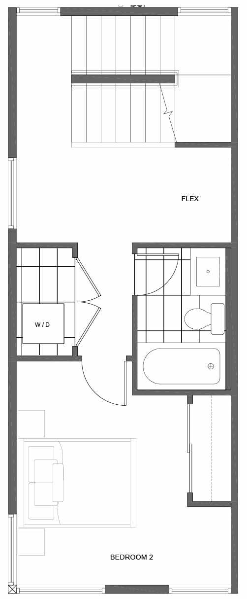 Second Floor Plan of 1808 E Spruce St, in the Opal Rowhomes of the Cabochon Collection