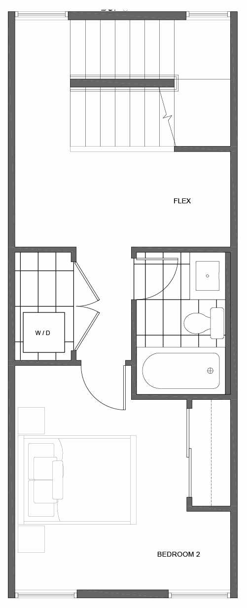 Second Floor Plan of 1810 E Spruce St, in the Opal Rowhomes of the Cabochon Collection