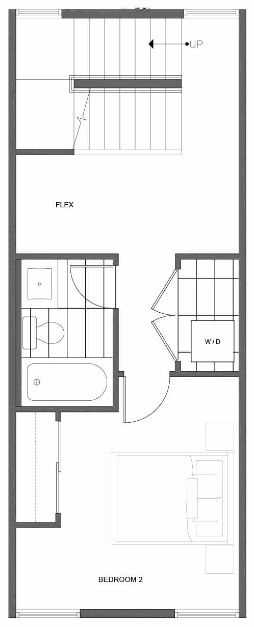 Second Floor Plan of 1812 E Spruce St, in the Opal Rowhomes of the Cabochon Collection