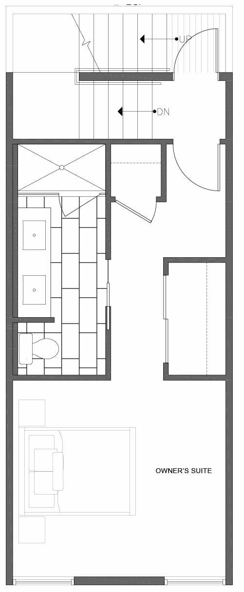 Third Floor Plan of 1812 E Spruce St, in the Opal Rowhomes of the Cabochon Collection