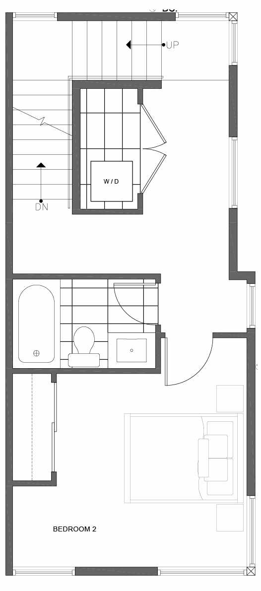 Second Floor Plan of 1816 E Spruce St, in the Opal Rowhomes of the Cabochon Collection