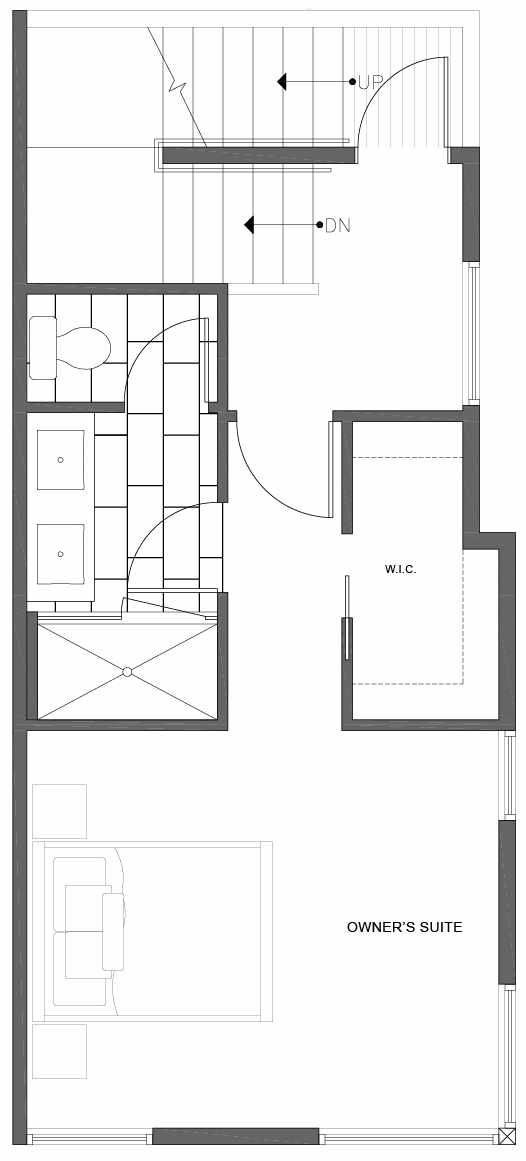 Third Floor Plan of 1816 E Spruce St, in the Opal Rowhomes of the Cabochon Collection