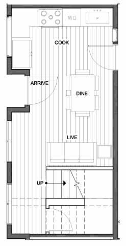 First Floor Plan of 1835 14th Ave, One of the Reflections at 14th and Denny Townhomes by Isola Homes