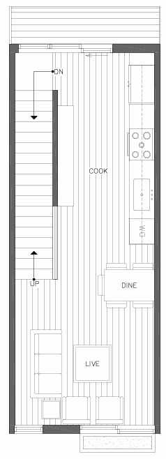 Second Floor Plan of 201B 23rd Ave E, a 6 Central Townhome by Isola Homes