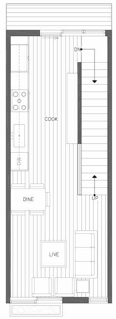 Second Floor Plan of 201C 23rd Ave E, a 6 Central Townhome by Isola Homes