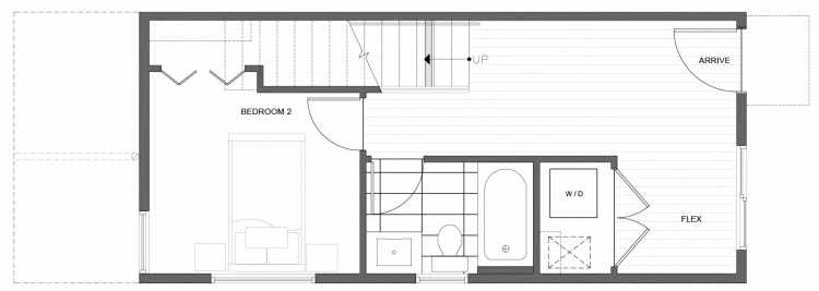 First Floor Plan of 212A 18th Ave, One of the Amber Townhomes in Cabochon Collection