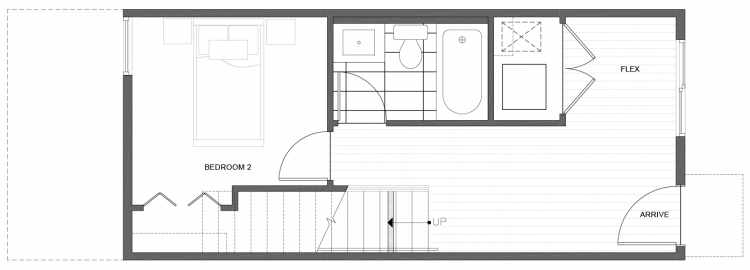 First Floor Plan of 212E 18th Ave, One of the Amber Townhomes in Cabochon Collection