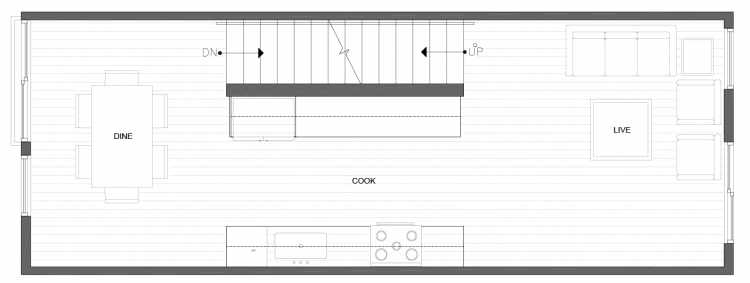 Second Floor Plan of 212B 18th Ave, One of the Amber Townhomes in Cabochon Collection