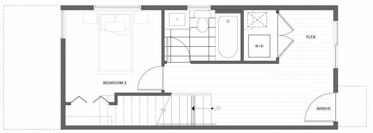 First Floor Plan of 212G 18th Ave, One of the Amber Townhomes in Cabochon Collection