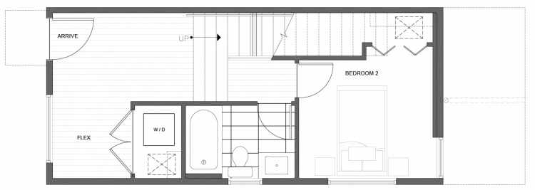 First Floor Plan of 214 18th Ave, One of the Jade Rowhomes of the Cabochon Collection in the Central District