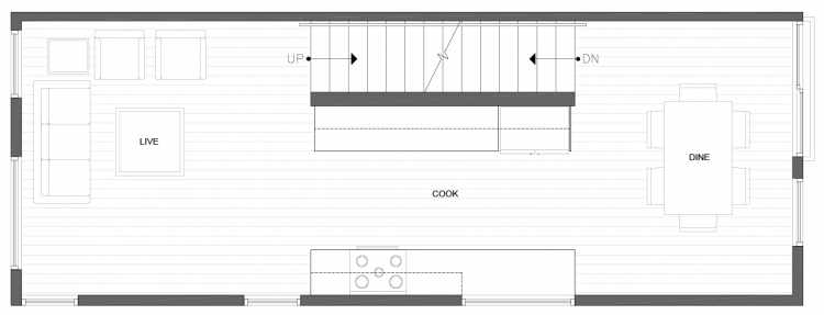 Second Floor Plan of 214 18th Ave, One of the Jade Rowhomes of the Cabochon Collection in the Central District