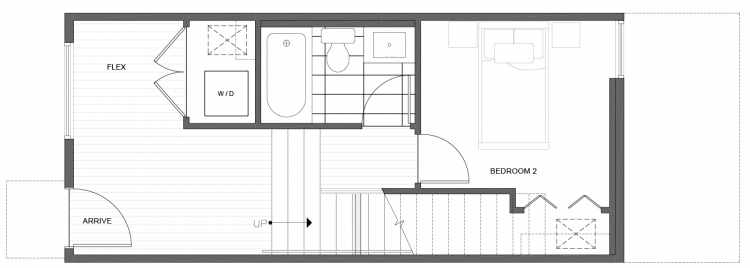 First Floor Plan of 216 18th Ave, One of the Jade Rowhomes of the Cabochon Collection in the Central District