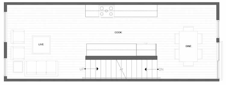 Second Floor Plan of 216 18th Ave, One of the Jade Rowhomes of the Cabochon Collection in the Central District