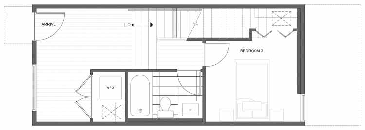 First Floor Plan of 218 18th Ave, One of the Jade Rowhomes of the Cabochon Collection in the Central District