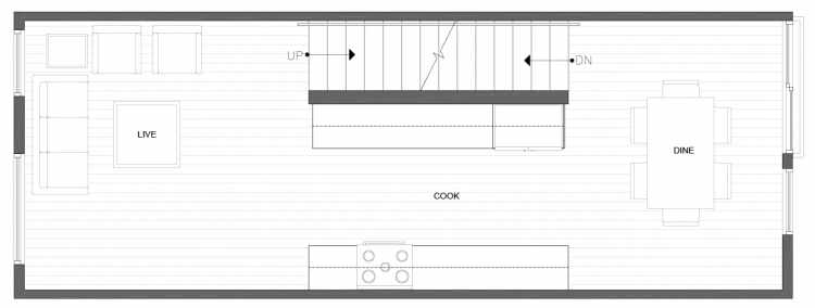 Second Floor Plan of 218 18th Ave, One of the Jade Rowhomes of the Cabochon Collection in the Central District