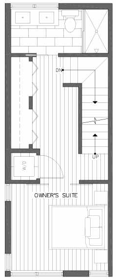 Third Floor Plan of 2218 E John St, a 6 Central Townhome by Isola Homes