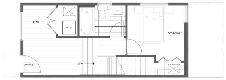 First Floor Plan of 224 18th Ave, One of the Jade Rowhomes of the Cabochon Collection in the Central District