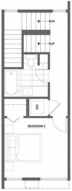 Second Floor Plan of 2302 W Emerson St, of the Walden Townhomes, by Isola Homes