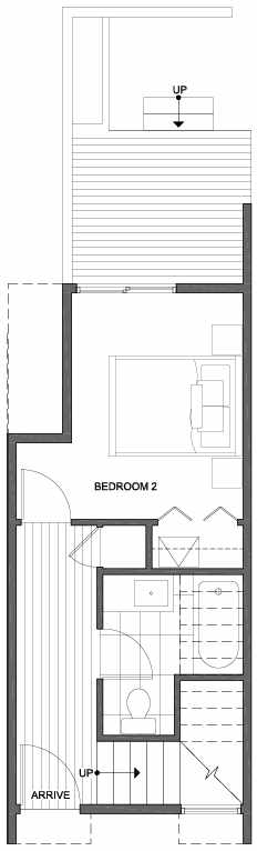 First Floor Plan of 2308 W Emerson St, of the Walden Townhomes, by Isola Homes