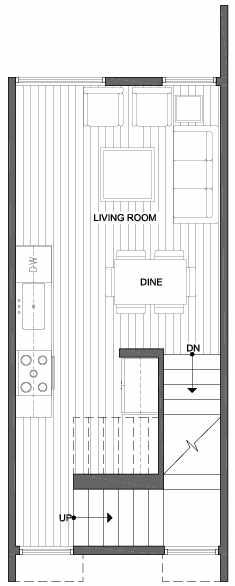 Second Floor Plan of 2308 W Emerson St, of the Walden Townhomes, by Isola Homes