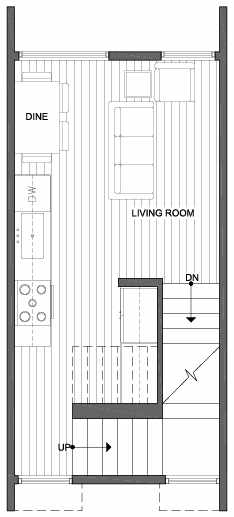 Second Floor Plan of 2310 W Emerson St, of the Walden Townhomes, by Isola Homes