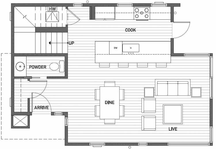 First Floor Plan of 2450 NW 64th St in the Ballard Neighborhood of Seattle