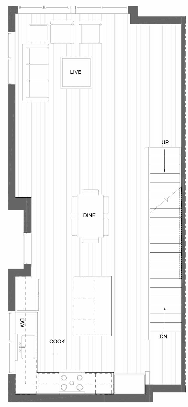 Second Floor Plan of 3011A 30th Ave W, One of the Lochlan Townhomes by Isola Homes in Magnolia