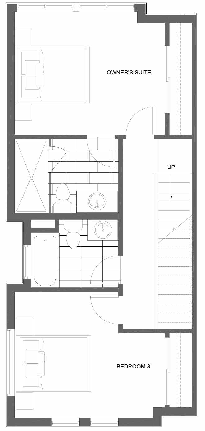 Third Floor Plan of 3011A 30th Ave W, One of the Lochlan Townhomes by Isola Homes in Magnolia