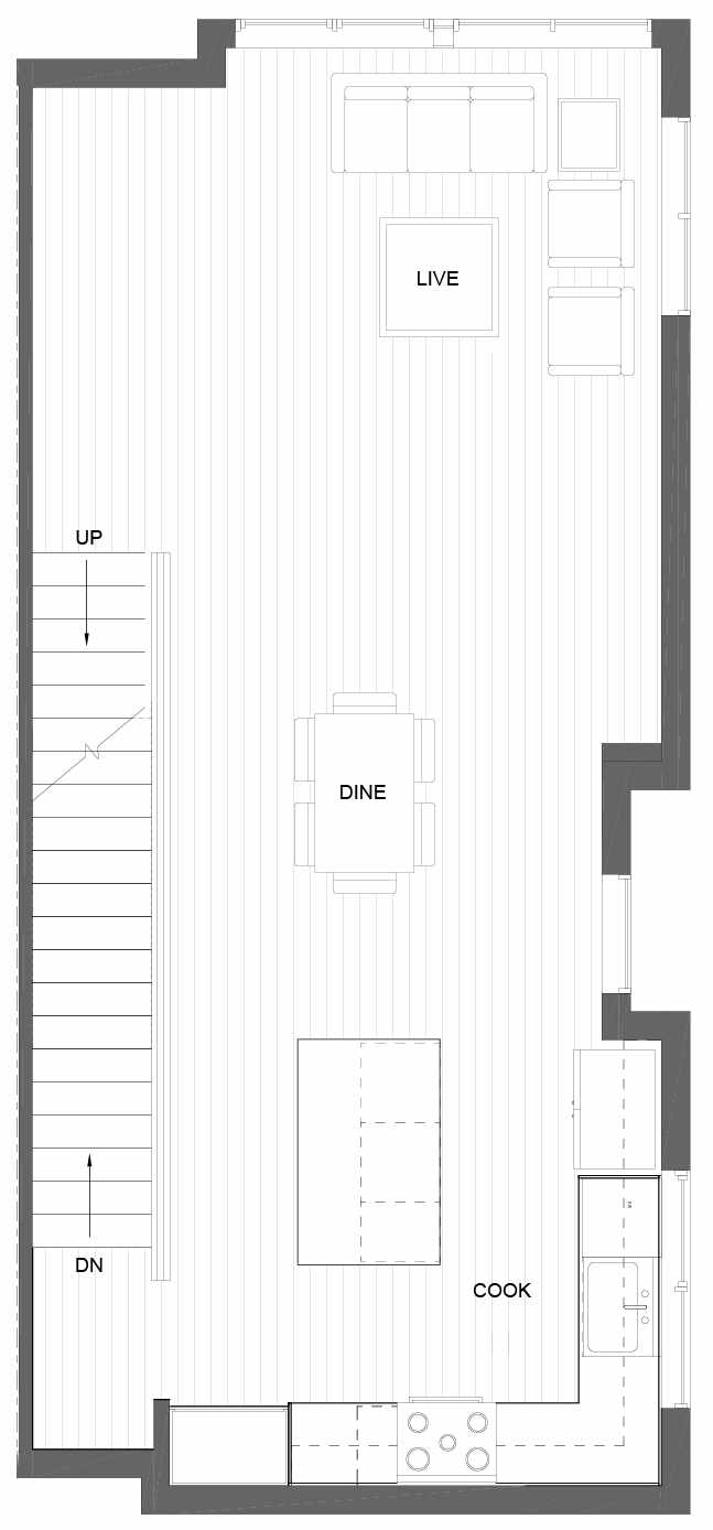 Second Floor Plan of 3011B 30th Ave W, One of the Lochlan Townhomes by Isola Homes in Magnolia