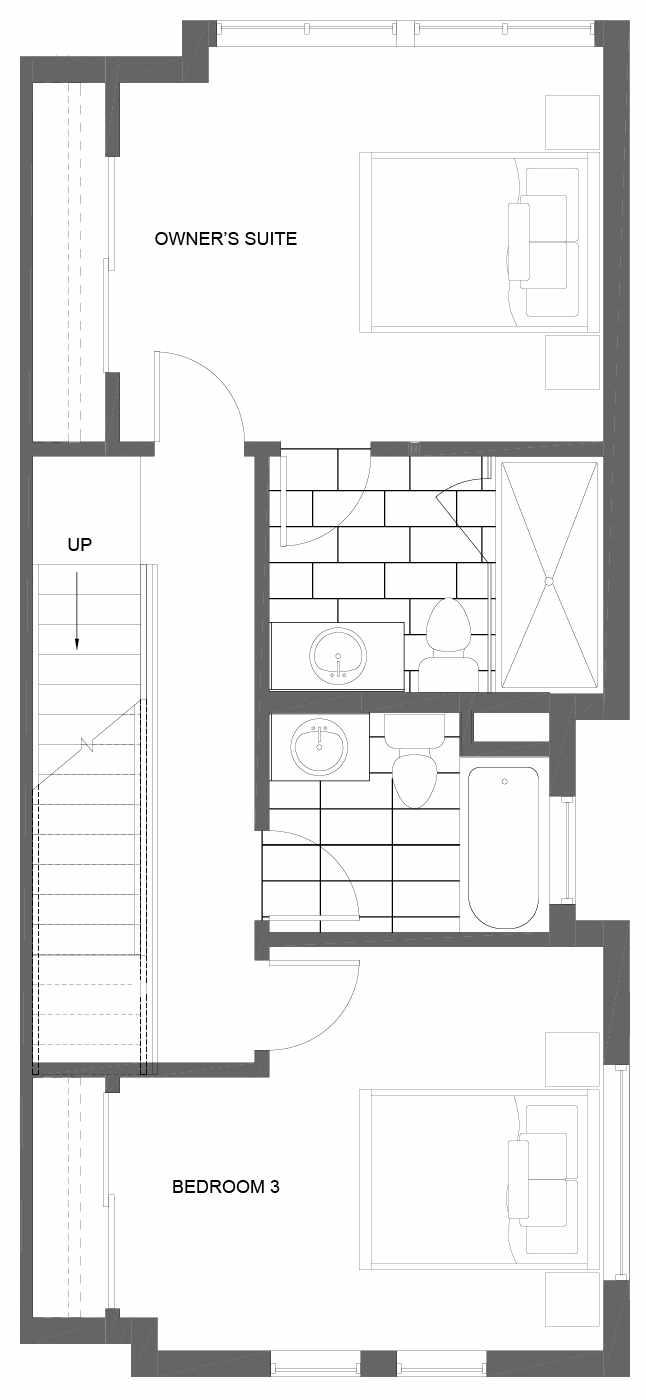 Third Floor Plan of 3011B 30th Ave W, One of the Lochlan Townhomes by Isola Homes in Magnolia