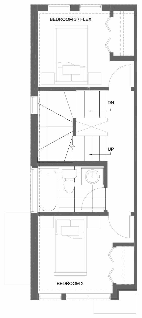 Second Floor Plan of 3015A 30th Ave W, One of the Lochlan Townhomes by Isola Homes in Magnolia